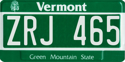 VT license plate ZRJ465