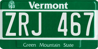 VT license plate ZRJ467