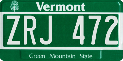 VT license plate ZRJ472