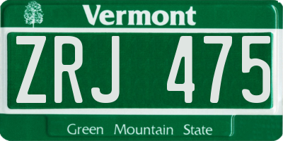 VT license plate ZRJ475