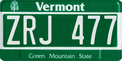VT license plate ZRJ477