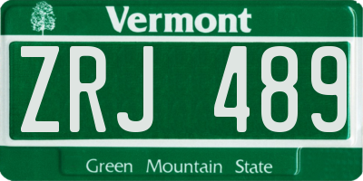 VT license plate ZRJ489