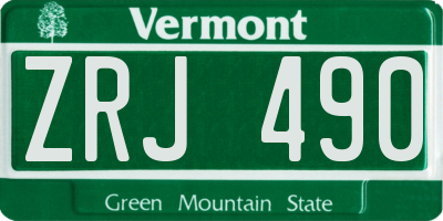 VT license plate ZRJ490