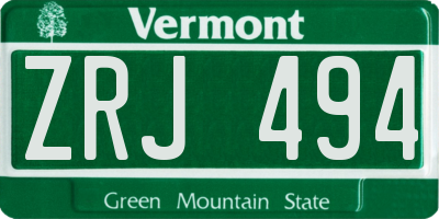 VT license plate ZRJ494