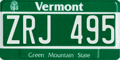 VT license plate ZRJ495