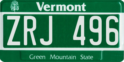 VT license plate ZRJ496