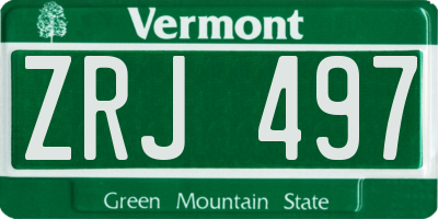VT license plate ZRJ497