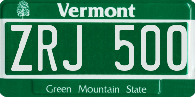 VT license plate ZRJ500
