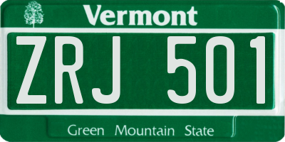 VT license plate ZRJ501