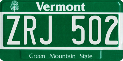VT license plate ZRJ502