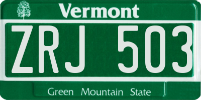 VT license plate ZRJ503