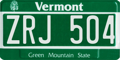VT license plate ZRJ504