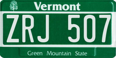 VT license plate ZRJ507