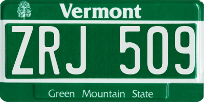 VT license plate ZRJ509