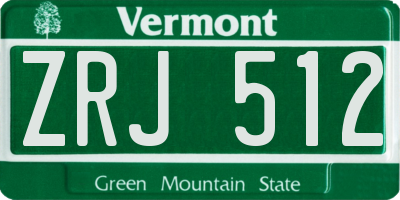 VT license plate ZRJ512