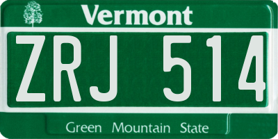 VT license plate ZRJ514