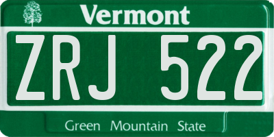 VT license plate ZRJ522