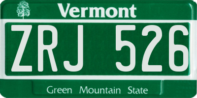 VT license plate ZRJ526