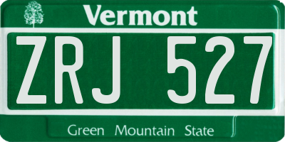VT license plate ZRJ527