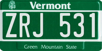 VT license plate ZRJ531