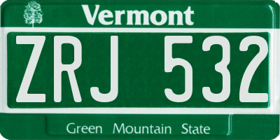 VT license plate ZRJ532