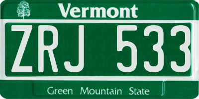 VT license plate ZRJ533