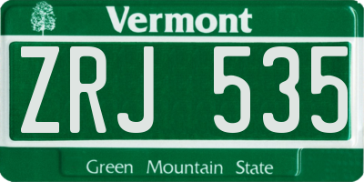 VT license plate ZRJ535