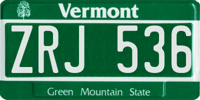 VT license plate ZRJ536