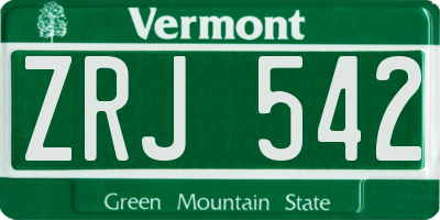 VT license plate ZRJ542