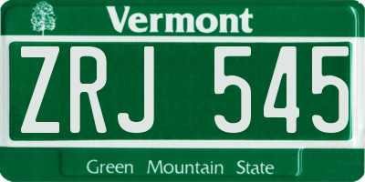 VT license plate ZRJ545