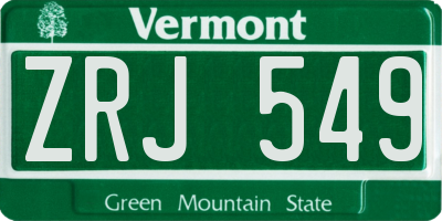 VT license plate ZRJ549