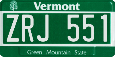VT license plate ZRJ551