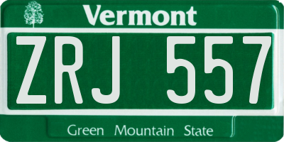 VT license plate ZRJ557