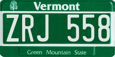VT license plate ZRJ558