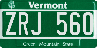 VT license plate ZRJ560