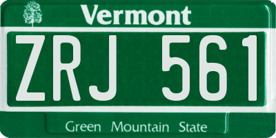 VT license plate ZRJ561