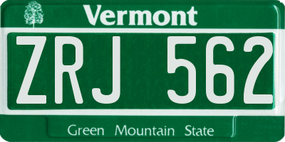 VT license plate ZRJ562