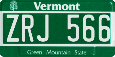 VT license plate ZRJ566