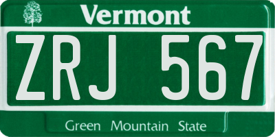 VT license plate ZRJ567