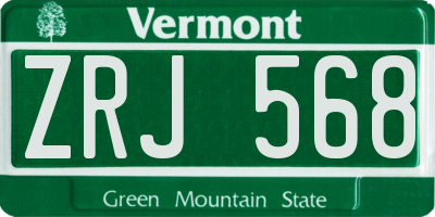 VT license plate ZRJ568
