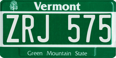 VT license plate ZRJ575