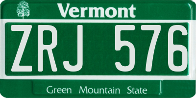 VT license plate ZRJ576