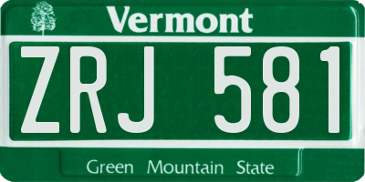 VT license plate ZRJ581