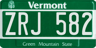 VT license plate ZRJ582