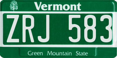 VT license plate ZRJ583