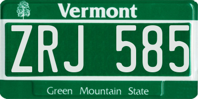 VT license plate ZRJ585