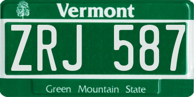 VT license plate ZRJ587