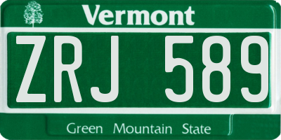 VT license plate ZRJ589