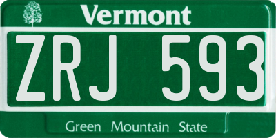 VT license plate ZRJ593