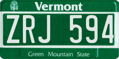 VT license plate ZRJ594